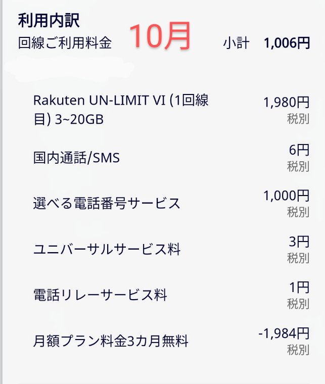 10月の利用料金