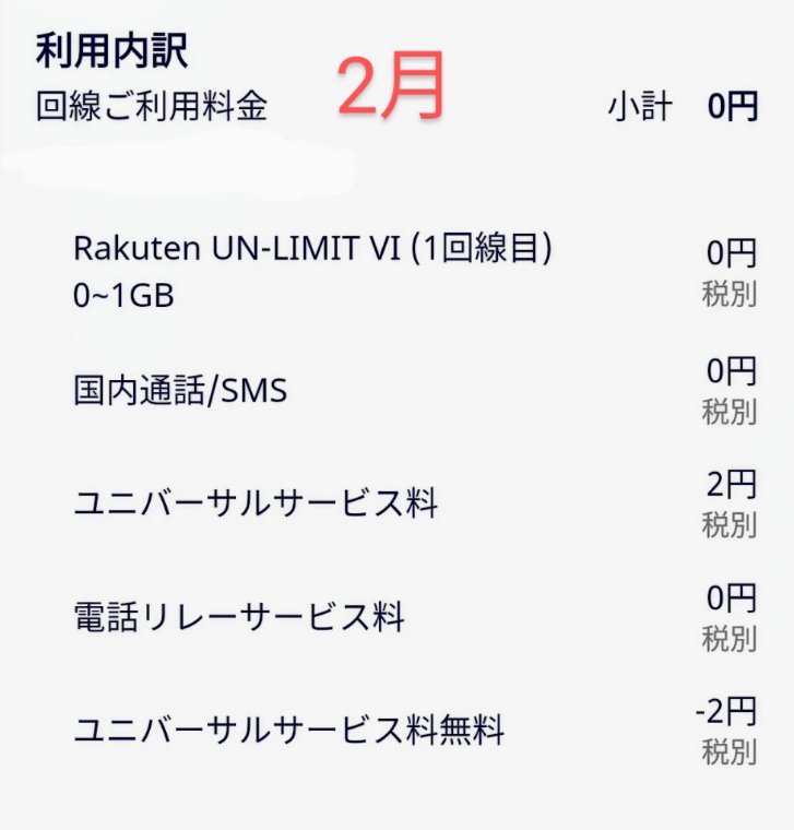 2月の利用料金