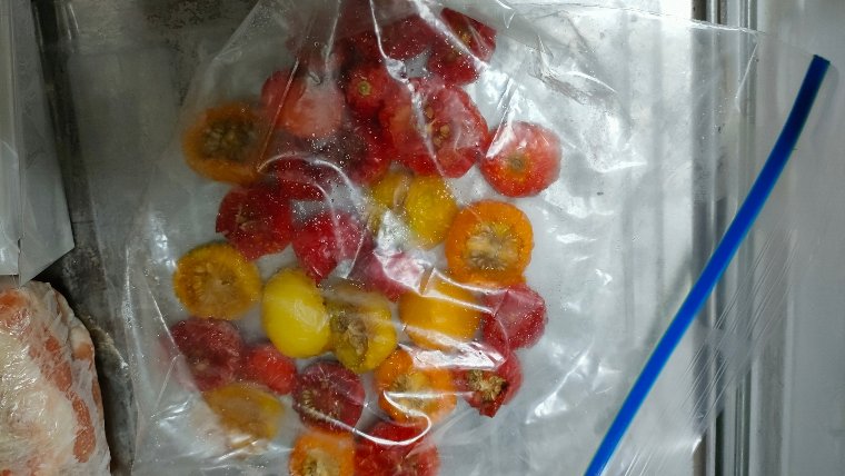 セミドライミニトマトを冷凍庫で保存